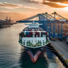 Majestic Cargo Ship Docked at Industrial Port