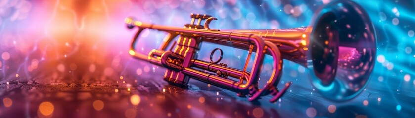 Wall Mural - Bass Trumpet Floating in a Dreamlike 3D Setting