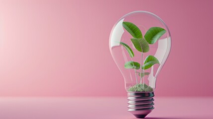 Plant growing inside a light bulb, symbolizing innovative ideas and business growth