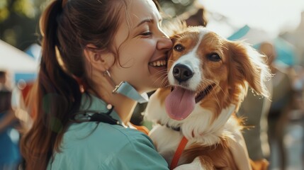 Wall Mural - A pet doctor participating in a community event