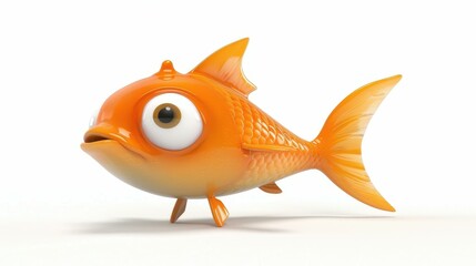 Wall Mural - Vibrant 3D cartoon fish illustration on a white background.