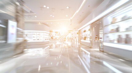 Wall Mural - A large, empty store with a bright sun shining through the windows