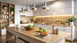© Tima - Modern kitchen showing interior design trends with island and fruits