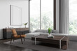 © ImageFlow - Modern home living room interior couch and decoration, mockup frame