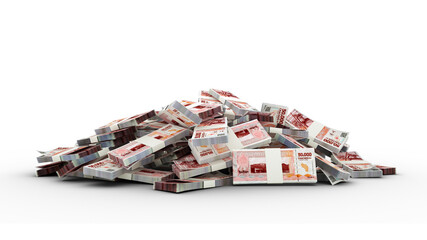 Wall Mural - 3D Stacks of Argentine Chacho notes isolated on transparent background, La Rioja chachos bundles
