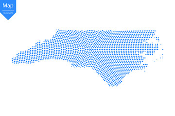 Wall Mural - Abstract graphic North Carolina map from point blue on a white background. Vector illustration.