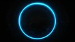 © Matcha_09 - Glowing neon blue circle on black background, round portal, perfect for logo