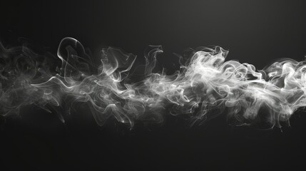 Wall Mural - panoramic image of thick smoke patterns on a black backdrop, intense and dramatic