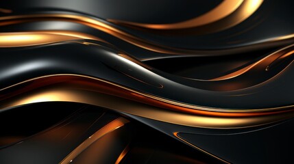 Abstract Gold and Black Swirling Design.