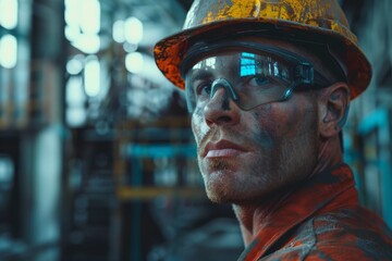 american construction worker in dramatic lighting generative illustration