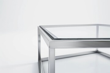 Aufkleber - A sleek and modern glass and steel table exemplifying minimalist design, perfect for contemporary interiors, showcasing clean lines and a sophisticated aesthetic.