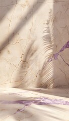 Wall Mural - beige marble wall with purple veins and shadows, minimalistic, neutral tones, backdrop for product display