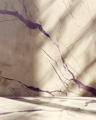 Sticker - beige marble wall with purple veins and shadows, minimalistic, neutral tones, backdrop for product display