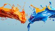 © Mhee Offset - High-resolution 3D render of two colors of paint being poured and intertwining, with a splashy and dynamic effect, solid background, octane rendering