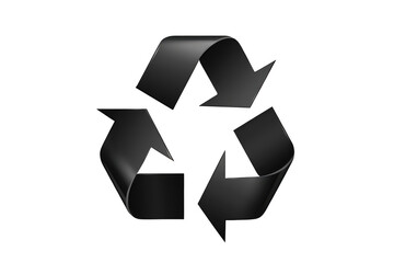 Black symbol for recycling raw materials on a transparent background