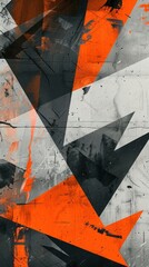 Poster - Abstract Angles in Black and Orange Composition