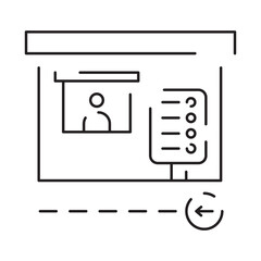 Poster - Drive through linear icon. Bank services, ATM, Transport lane to terminal. Contour symbol. Editable stroke