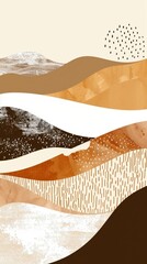 Poster - Abstract Earth Tones: Flowing Waves and Shapes