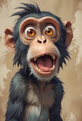 Wall Mural - A monkey with open mouth...