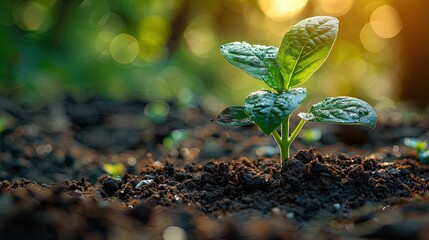 Close up of a young tree planted in fertile soil, symbolizing environmental preservation and growth.