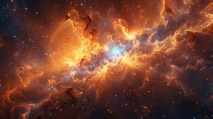 Wall Mural - A cosmic explosion background with bright bursts of light, energy waves, and vibrant colors.