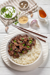 Wall Mural - Bulgogi, Korean BBQ Beef with rice, top view