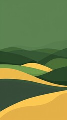 Canvas Print - Abstract Green and Yellow Landscape Design