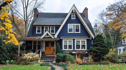 Canvas Print - paint navy blue house