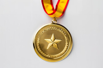 Wall Mural - Award Golden Medal Mockup isolated on white background