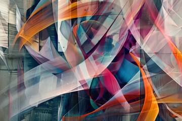 Fototapete - A stunning abstract image featuring dynamic lines and colorful forms, weaving through each other to create a sense of movement and energy, captivating the viewer.