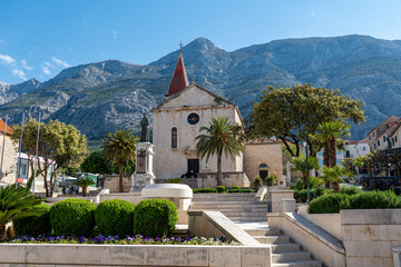 Wall Mural - St. Mark the Evangelist Cathedral in the historic center of Makarska, Croatia