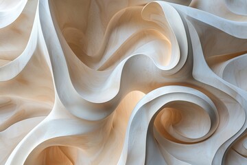 Leinwandbilder - A 3D effect image showcasing soft, flowing folds in an abstract composition, creating an intricate play of light and shadows with a soothing, elegant appearance.