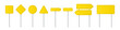 © Mariquita vector - Road traffic signs of different shapes on metal poles vector illustration set. 3d realistic yellow blank street signboards. Isolated empty roadside signposts to notice information, danger, guide.