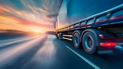 A truck is speeding on the road.