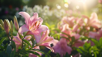 Canvas Print - pink flowers in the garden