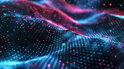 smooth smoke particle wave, big data techno background with glowing dots