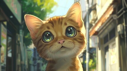 Canvas Print - cute cat, anime, cinematic