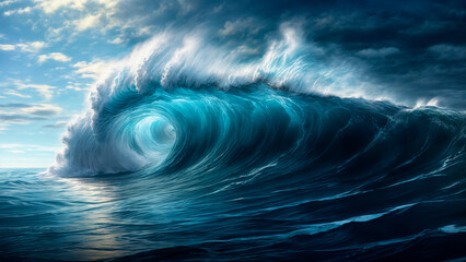 Poster - Seascape with a huge wave