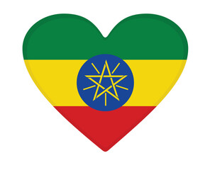 Wall Mural - Ethiopia flag heart shaped. vector