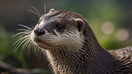 Sticker - Adorable Close-Up of Asian Small-Clawed Otter with Soft Background