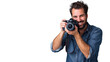 © Syahrul - Smiling man photographer is taking images photo with dslr camera