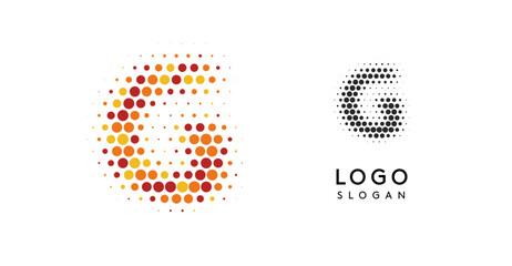 Aufkleber - Abstract letter G logo with orange to red gradient dots, modern minimalist emblem for business branding, corporate identity, technology business. Stylish professional symbol. Vector illustration
