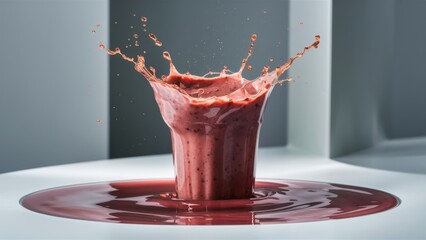 Sticker - A blender with a red liquid splashing out of it, AI