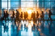 © Valentin - Silhouettes of Commuters Against a Sunset Backdrop in a Modern Urban Setting