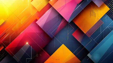 Wall Mural - Modern abstract background with intersecting lines and vibrant hues suitable for industrial and environmental presentations Illustration Flat Color, Clip Art Style , Minimalism,