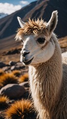 Wall Mural - Andean Llama Up Close in Bolivian Highland