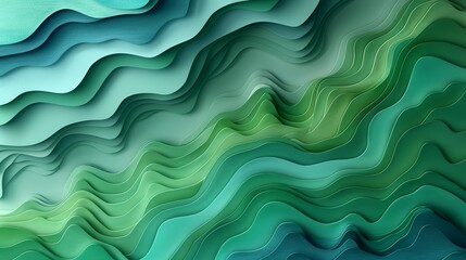 Canvas Print - Colorful abstract background with organic patterns in shades of green and blue ideal for environmental project presentations Illustration Flat Color, Clip Art Style , Minimalism,