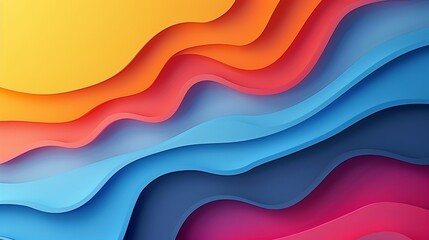 Wall Mural - Colorful abstract background with a blend of soft curves and sharp angles perfect for environmental awareness slides Illustration Flat Color, Clip Art Style , Minimalism,