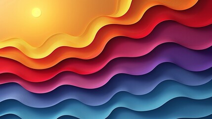 Wall Mural - Simple abstract background with gradient waves in vibrant hues perfect for business presentations focused on growth and innovation Illustration Flat Color, Clip Art Style , Minimalism,