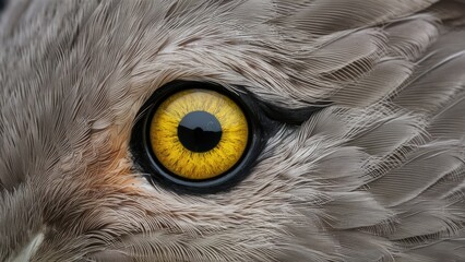 Sticker - A close up of a bird's eye with yellow iris, AI